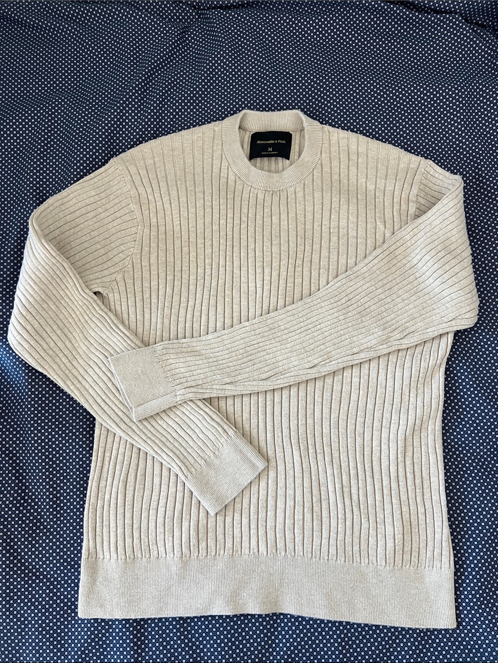 Abercrombie & Fitch Men's Ribbed Crewneck Sweater - Beige